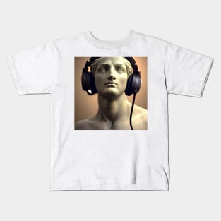 A Sculpture Wearing Headphones Kids T-Shirt